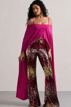 Carnival | Pink u0026 Gold Sequin Flared-Leg Trousers