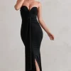 Carrie | Black Sweetheart Neckline Maxi Dress With Statement Tie