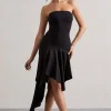 Catalina | Black Bandeau Maxi Dress With Draped Hem