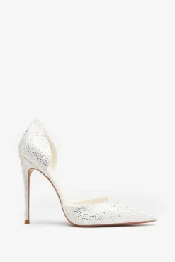 Catcher | Ivory Diamante Pointed Court Heels