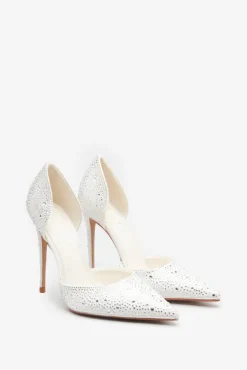 Catcher | Ivory Diamante Pointed Court Heels