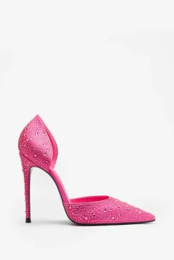 Catcher | Pink Diamante Pointed Court Heels