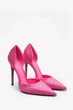 Catcher | Pink Diamante Pointed Court Heels
