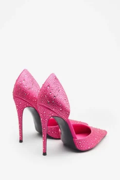 Catcher | Pink Diamante Pointed Court Heels