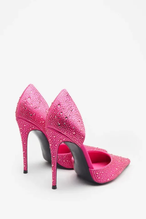 Catcher | Pink Diamante Pointed Court Heels