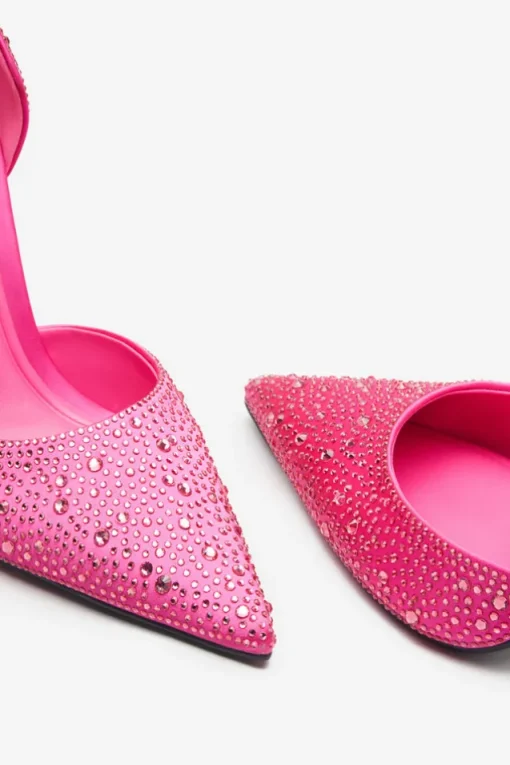 Catcher | Pink Diamante Pointed Court Heels