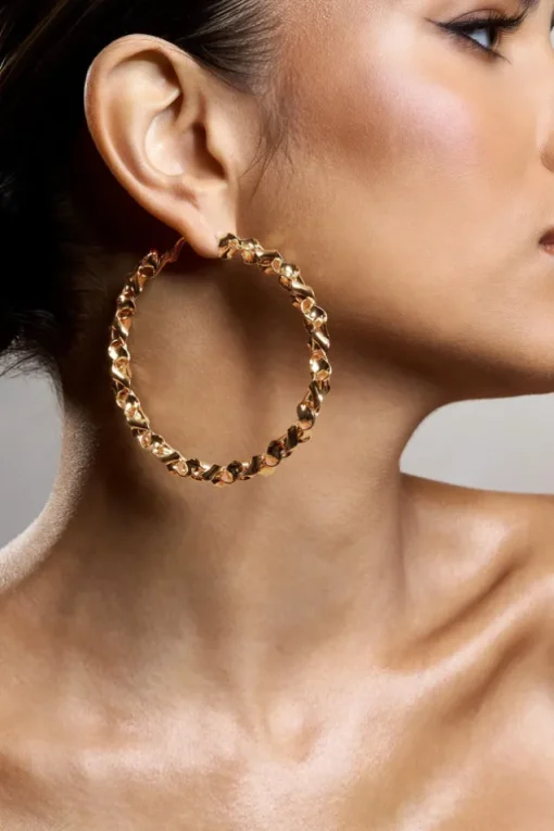 Cecilia | Gold Twisted Hoop Earrings