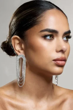 Celesta | Silver Diamante Dangle Earrings