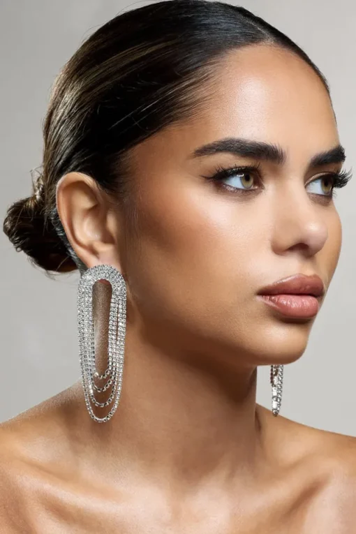 Celesta | Silver Diamante Dangle Earrings