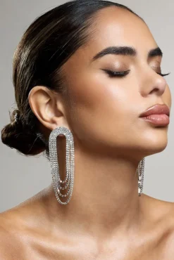 Celesta | Silver Diamante Dangle Earrings