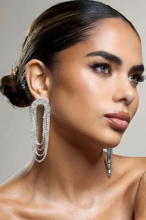 Celesta | Silver Diamante Dangle Earrings