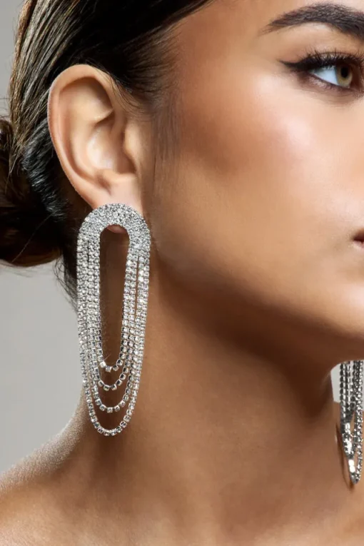 Celesta | Silver Diamante Dangle Earrings