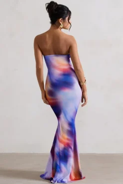 Ceremony | Abstract Print Bandeau Fishtail Maxi Dress