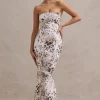 Ceremony | Leopard Print Bandeau Fishtail Maxi Dress