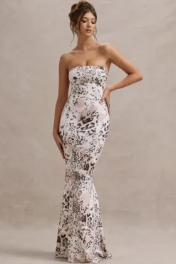 Ceremony | Leopard Print Bandeau Fishtail Maxi Dress