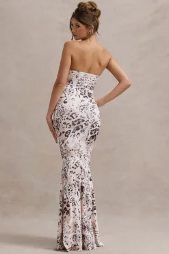 Ceremony | Leopard Print Bandeau Fishtail Maxi Dress