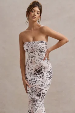 Ceremony | Leopard Print Bandeau Fishtail Maxi Dress