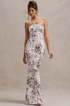 Ceremony | Leopard Print Bandeau Fishtail Maxi Dress