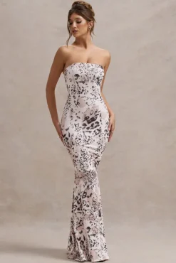 Ceremony | Leopard Print Bandeau Fishtail Maxi Dress