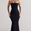 Ceremony | Navy Bandeau Fishtail Maxi Dress