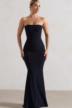 Ceremony | Navy Bandeau Fishtail Maxi Dress