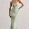 Ceremony | Pale Green Bandeau Fishtail Maxi Dress