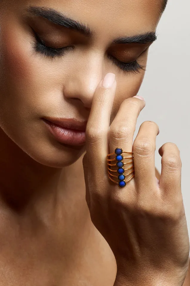 Cerys | Blue Stacked Statement Ring