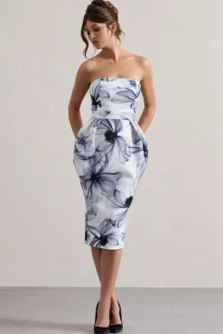 Chateau | Mono Print Bandeau Midi Dress
