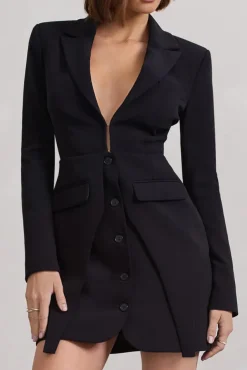 Chelsea | Black Fitted Blazer Mini Dress
