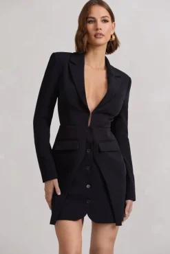 Chelsea | Black Fitted Blazer Mini Dress