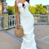 Chiara | White Broderie Rose-Embroidered Ruffled Maxi Dress
