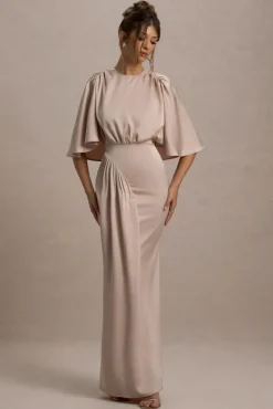 Cinder | Champagne Satin Gathered Maxi Dress