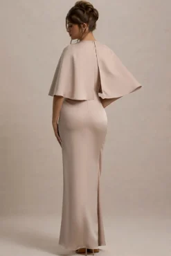 Cinder | Champagne Satin Gathered Maxi Dress