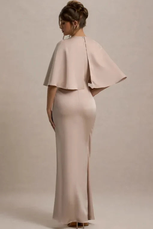 Cinder | Champagne Satin Gathered Maxi Dress