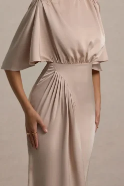 Cinder | Champagne Satin Gathered Maxi Dress
