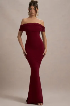 Cloe | Berry Bardot Maxi Dress