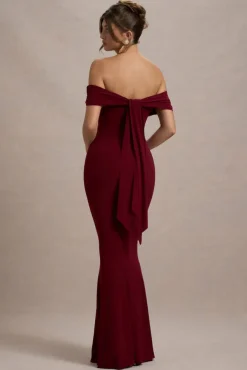 Cloe | Berry Bardot Maxi Dress