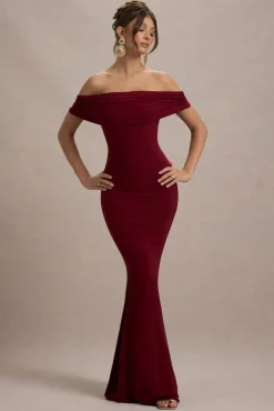 Cloe | Berry Bardot Maxi Dress