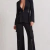 Close Up | Black Wide-Leg Cargo Trousers With Ankle Zips