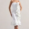 Concept | Cream Bandeau Ruffle Midi Dress