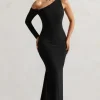 Contradiction | Black One-Sleeve Asymmetric Maxi Dress