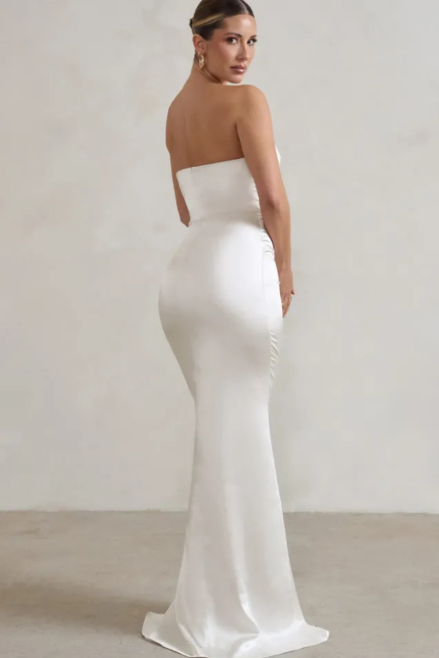 Coraline | White Strapless Maxi Dress With Split