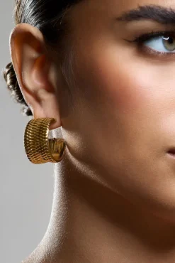 Corda | Gold Textured Chunky Hoop Earrings