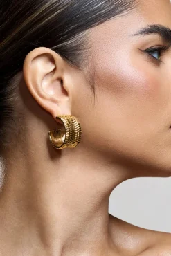 Corda | Gold Textured Chunky Hoop Earrings