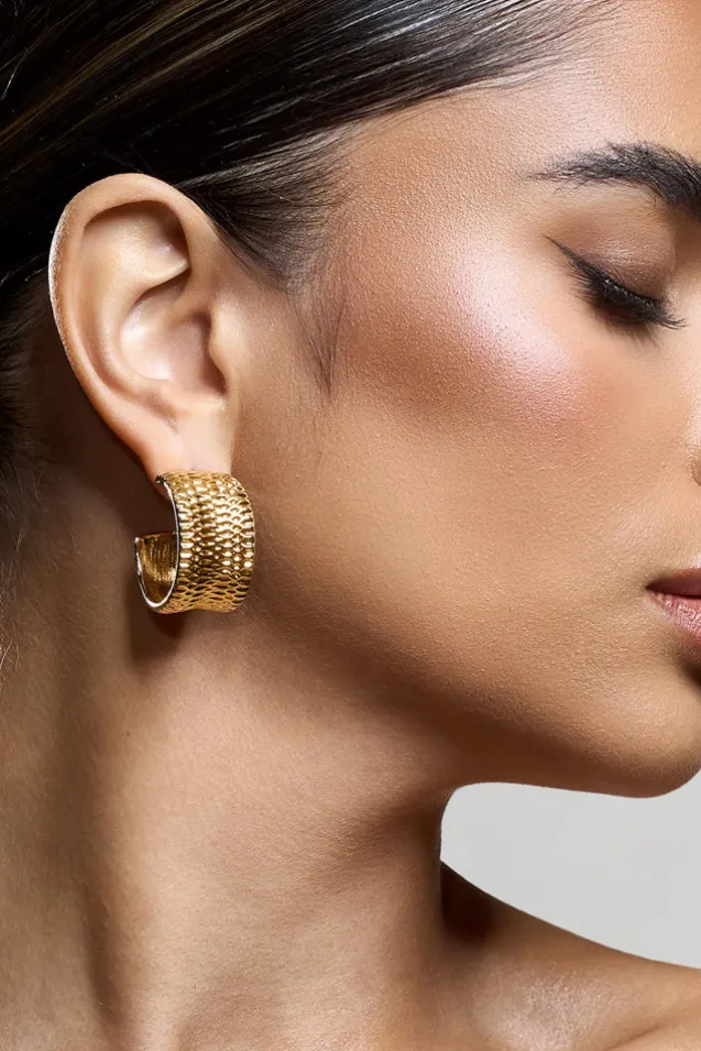 Corda | Gold Textured Chunky Hoop Earrings