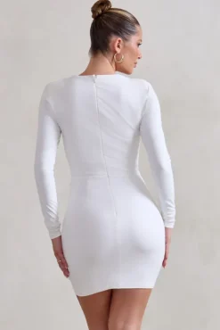 Corelle | White Long Sleeve Sweet Heart Twist Detail Mini Dress