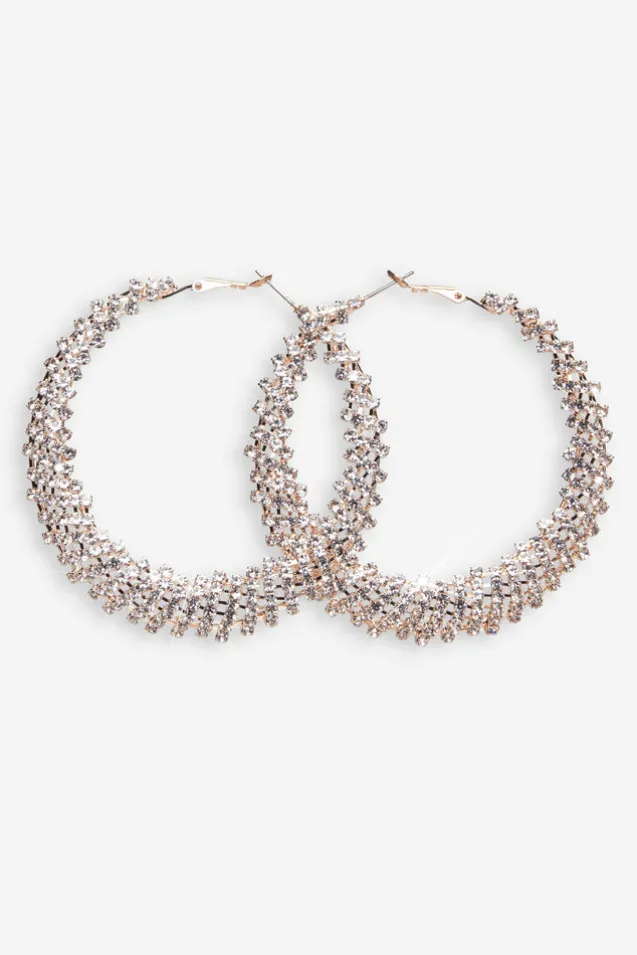 Corina | Gold Diamante Hoop Earrings