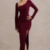 Cosmos | Port Asymmetric Long-Sleeve Split Maxi Dress