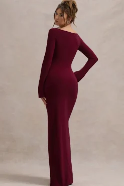 Cosmos | Port Asymmetric Long-Sleeve Split Maxi Dress