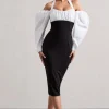 Couture Client | Black Halter-Neck Puff Sleeve Midi Dress